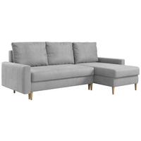 ECKSOFA Lang Velvet Hellgrau - Hellgrau/Braun, Holz/Textil (220/140cm) - MKS