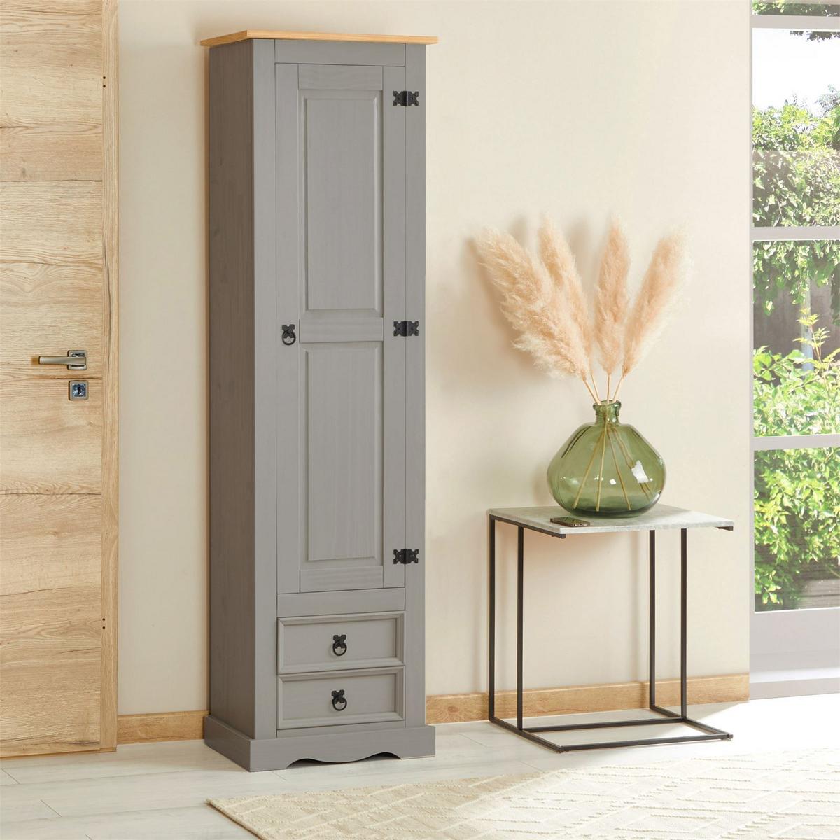SCHUHSCHRANK TEQUILA grau/braun - Braun/Grau, Holz (53/190/38cm) - IDIMEX
