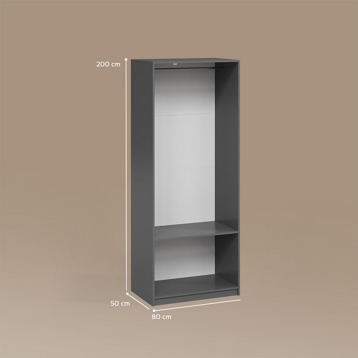 KLEIDERSCHRANK Trento Anthrazit - Anthrazit, Holzwerkstoff (80/200/50cm) - Livinity®