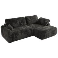 ECKSCHLAFSOFA CUBO L Dunkelgrau Plüsch - rechts - Dunkelgrau/Schwarz, Kunststoff/Textil (187/273cm) - MKS