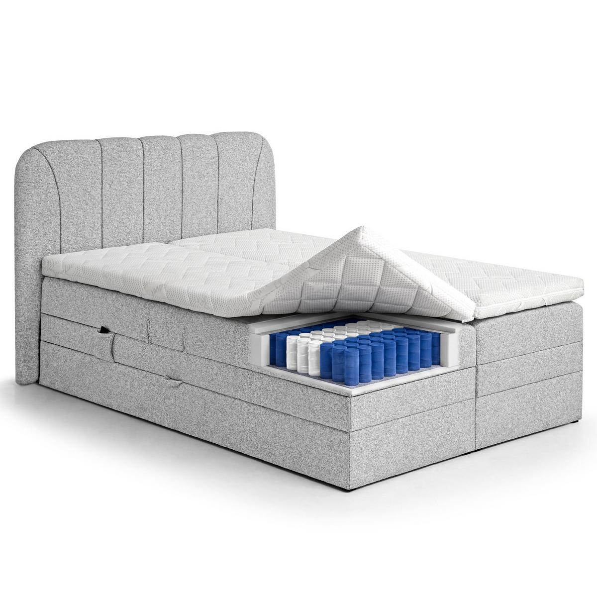 BOXSPRINGBETT Romeo mit elektrischer Matratzenverstellung, 160x200 cm, Hellgrau - Hellgrau, Textil (160/200cm) - Beautysofa