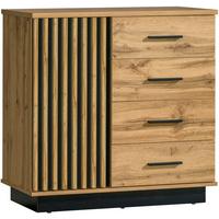 KOMMODE KIMA 90/88,2/40cm mit 4 Schubladen 1 Türen Eiche Wotan - Eiche Wotan, Holzwerkstoff (90/88.2/40cm) - MASSENO