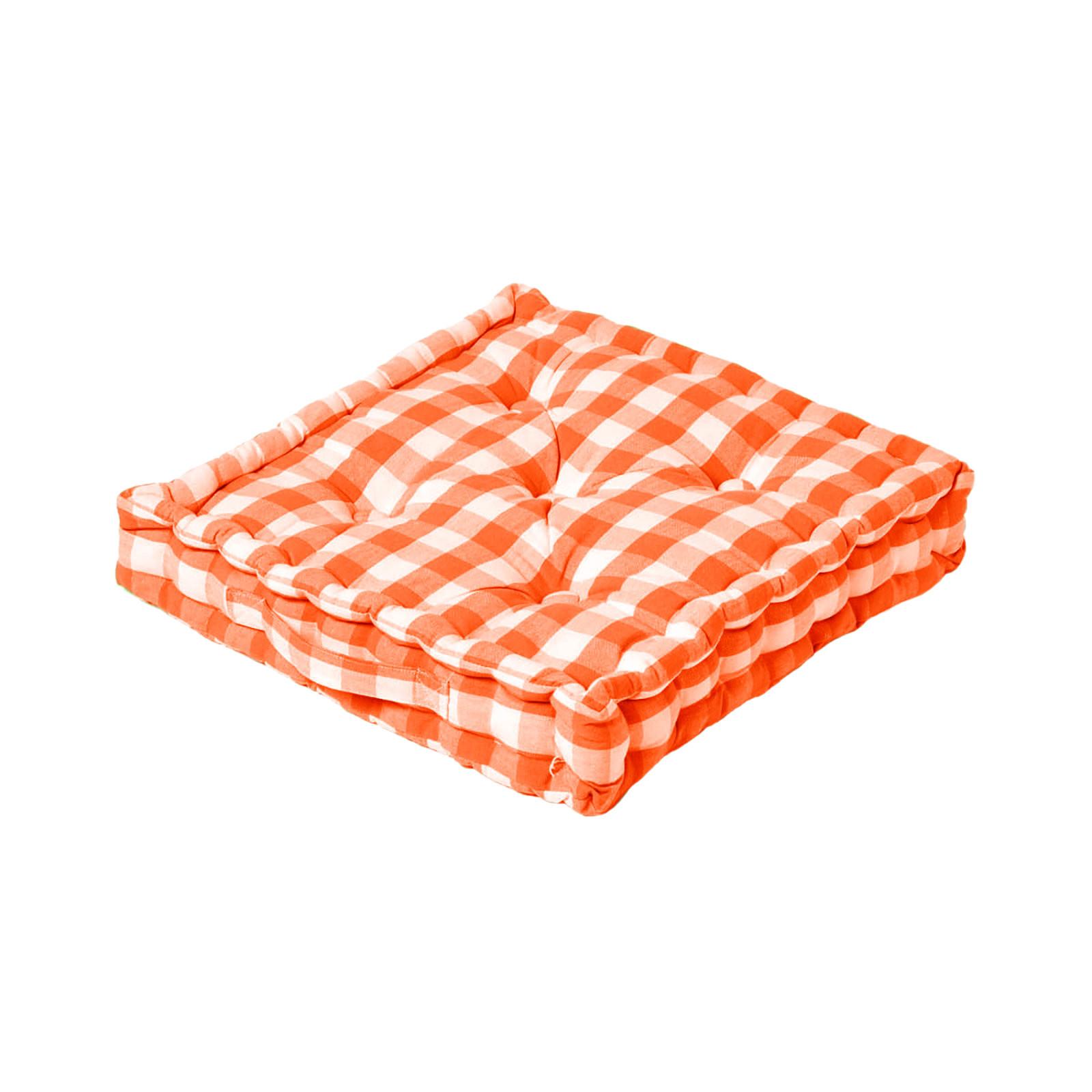 SITZKISSEN orange-weiß kariert 50/50/10 cm - Orange, Textil (50/50/10cm) - Homescapes