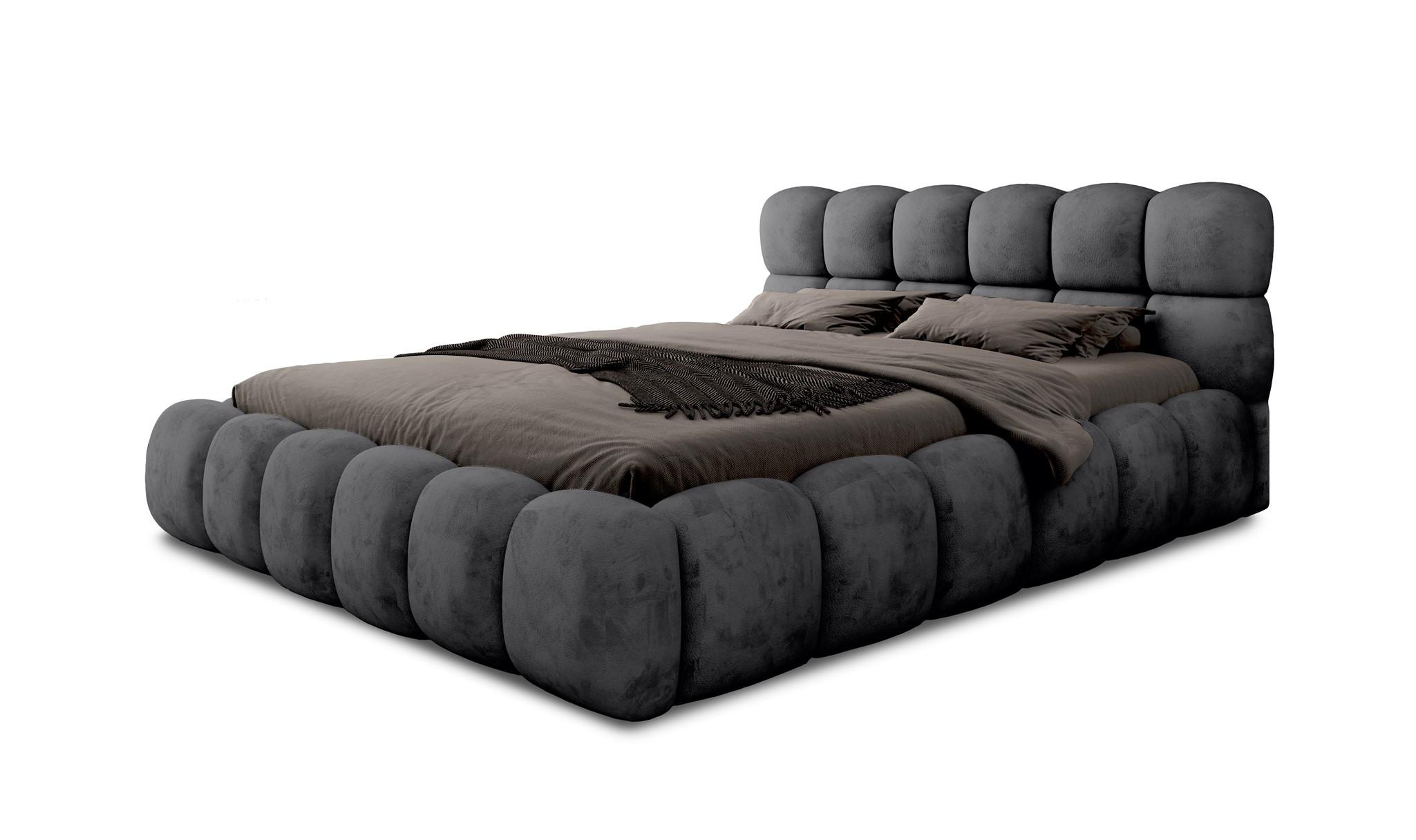 POLSTERBETT Aurelia Komplettset - Schwarz, Holzwerkstoff/Textil (140/200cm) - Fun Möbel