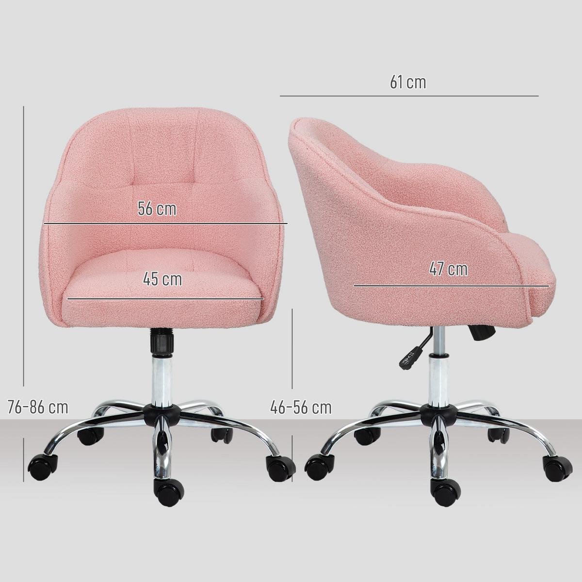 BÜROSTUHL Polyester Kunstleder Rosa - Rosa, Kunststoff (61/86/56cm) - HOMCOM