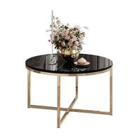 COUCHTISCH CIRI-X mit vergoldeter Basis - Goldfarben/Schwarz, Holzwerkstoff (70/70/45.6cm) - Lookway