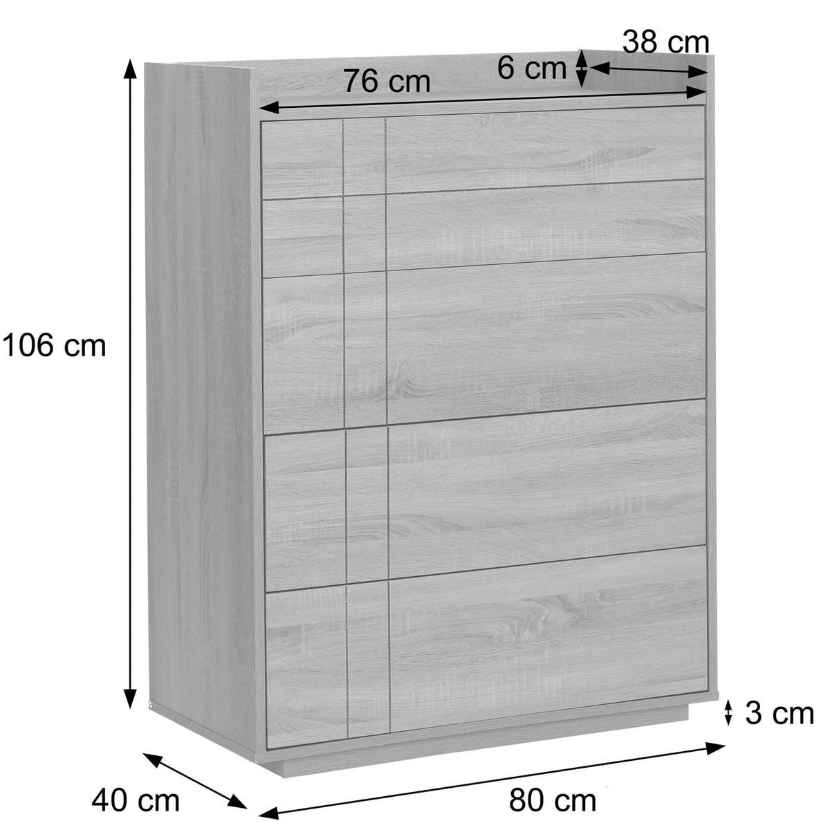 KOMMODE Beige - Beige, Holz (80/107/40cm) - MCW