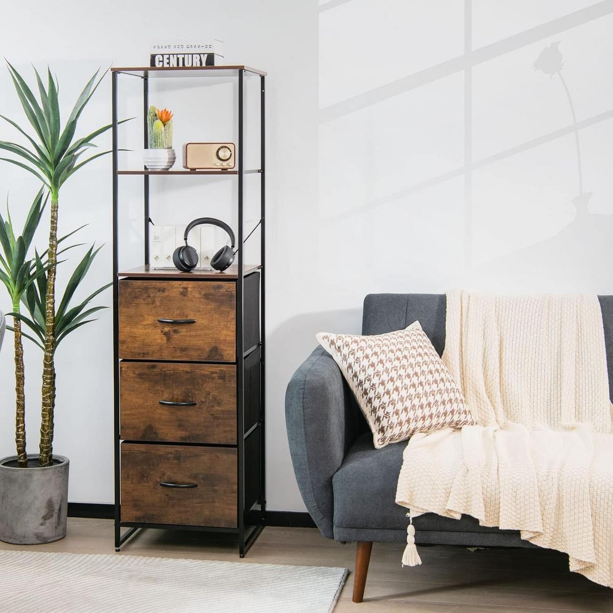 STANDREGAL Rustikales Braun - Braun, Holz (43/156/39cm) - COSTWAY