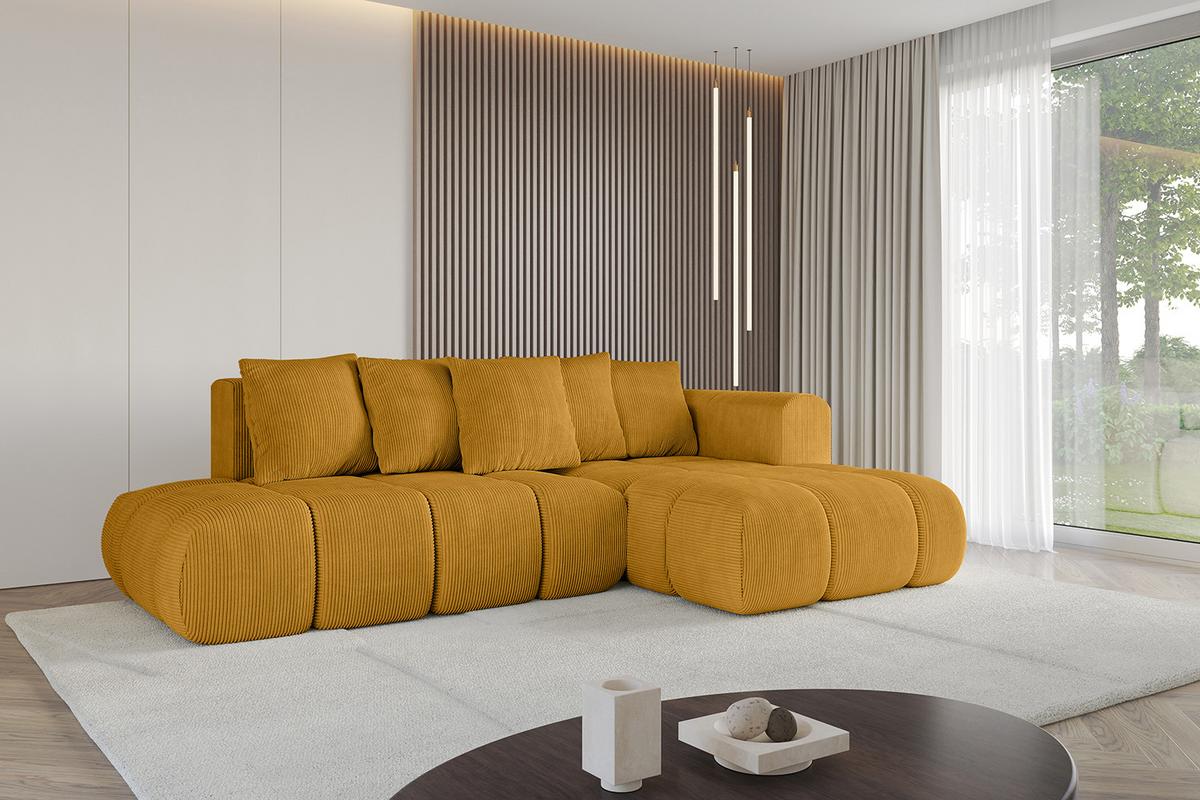 ECKSOFA Ottomane Rechts CLOUD-L-v1 280x185x90 Senfgelb Cord - Currygelb, Holzwerkstoff/Kunststoff (185/280cm) - ALTDECOR