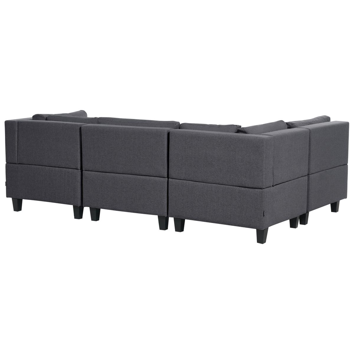 ECKSOFA Modul 4-Sitzer rechtsseitig Dunkelgrau Stoff mit Ottomane Unstad - Dunkelgrau/Grau, Textil (228/152cm) - Beliani