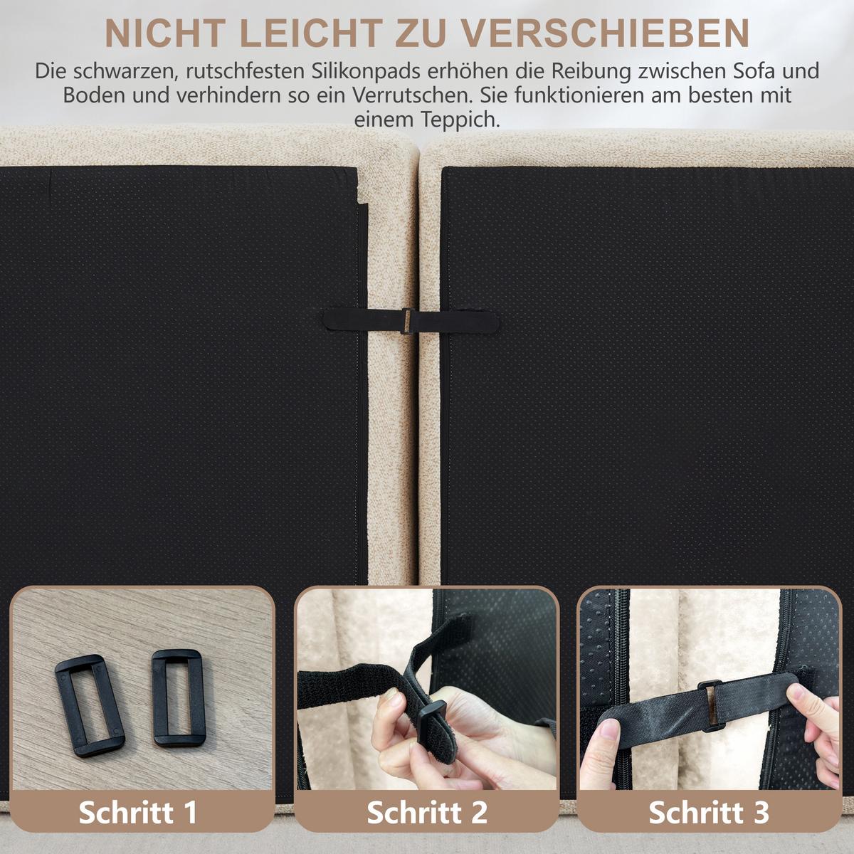 ECKSOFA aus granuliertem Fleece, frameless Lounge-Design ohne Montage - Creme, Textil (210/165cm) - Urban Meuble