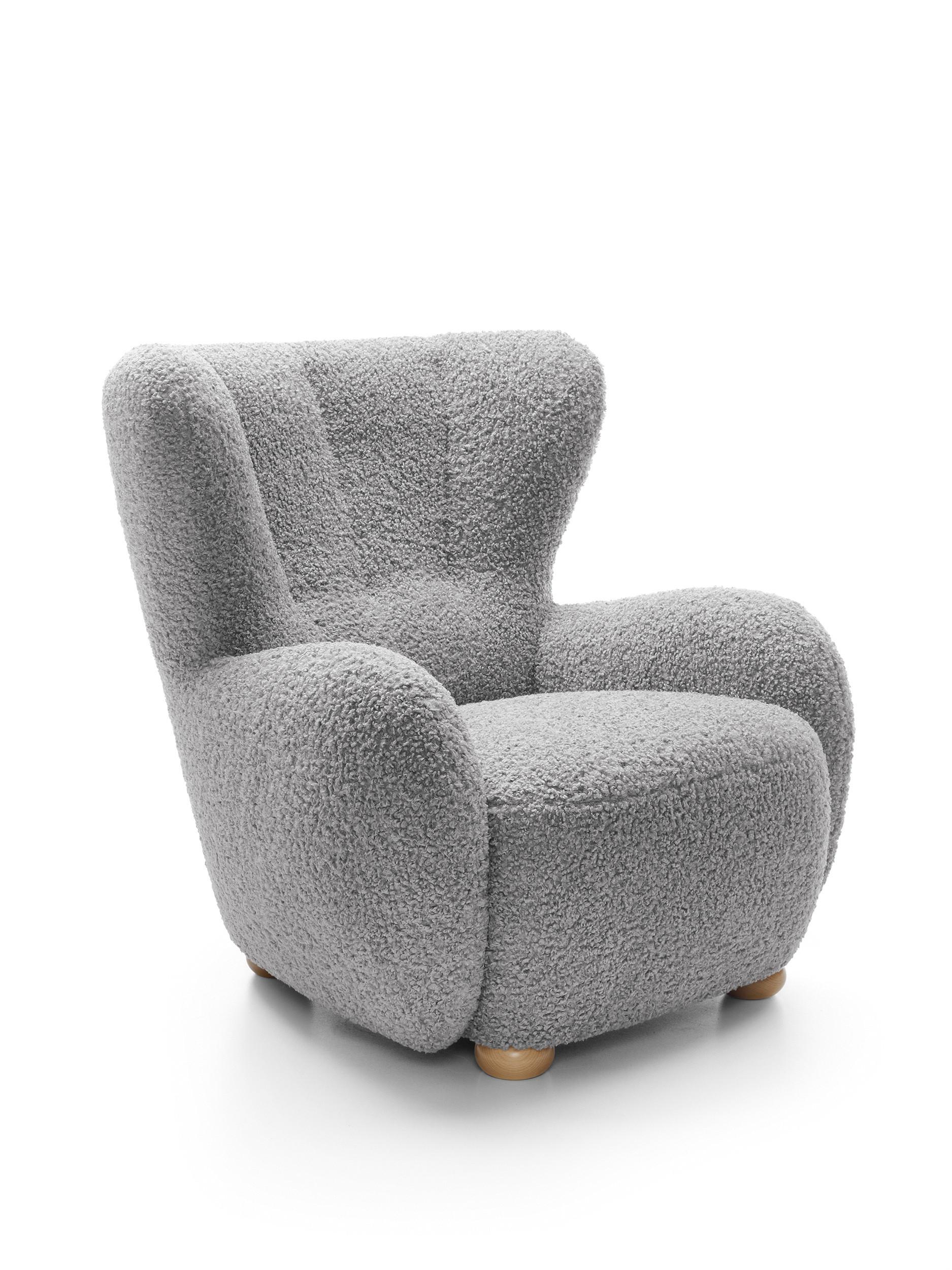 SESSEL MIST, Polstersessel Klassisch Loungesessel, Bucle-Stoff Grau - Grau, Holz/Holzwerkstoff (88/91/100cm) - MASSENO
