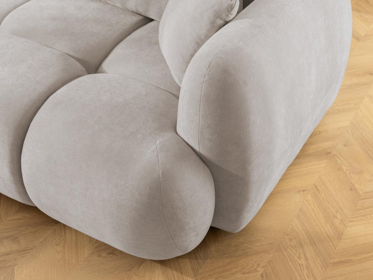 ECKSOFA Loretto aus natürlichem Beige Webstoff mit Schlaffunktion, Bettkasten und tiefen Steppungen in Bubble-Optik - Beige/Schwarz, Holz/Kunststoff (180/275cm) - S-Style