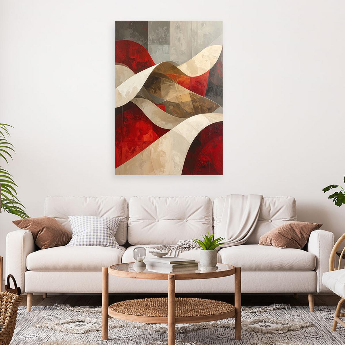 LEINWANDBILD 3D und geometrisch 60x90cm - Rot, Textil (60/90cm) - Feeby