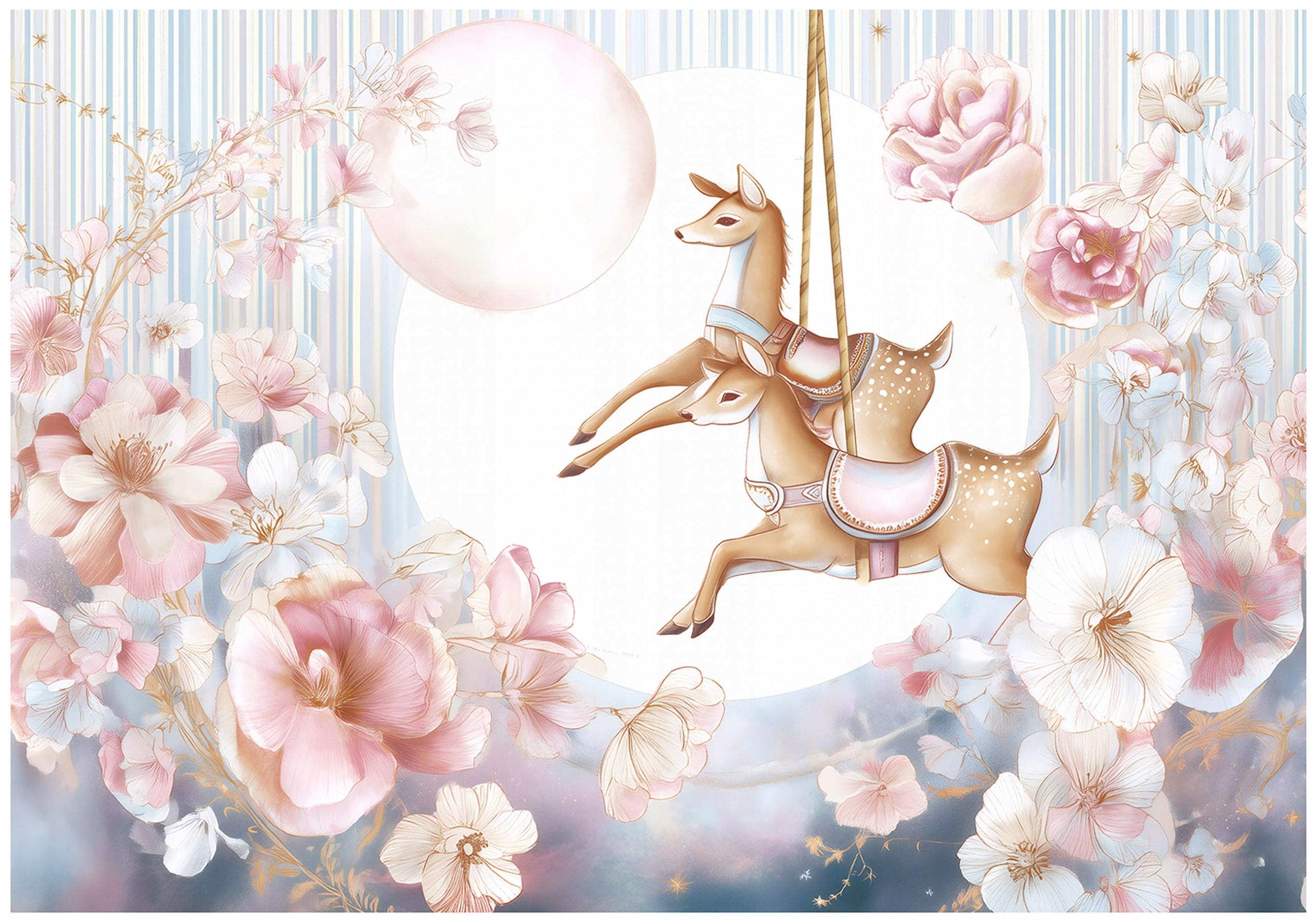 FOTOTAPETE Kinderzimmer Mädchen Blumen TiereA 250x175 - Multicolor, Papier (250/175cm) - Wallarena