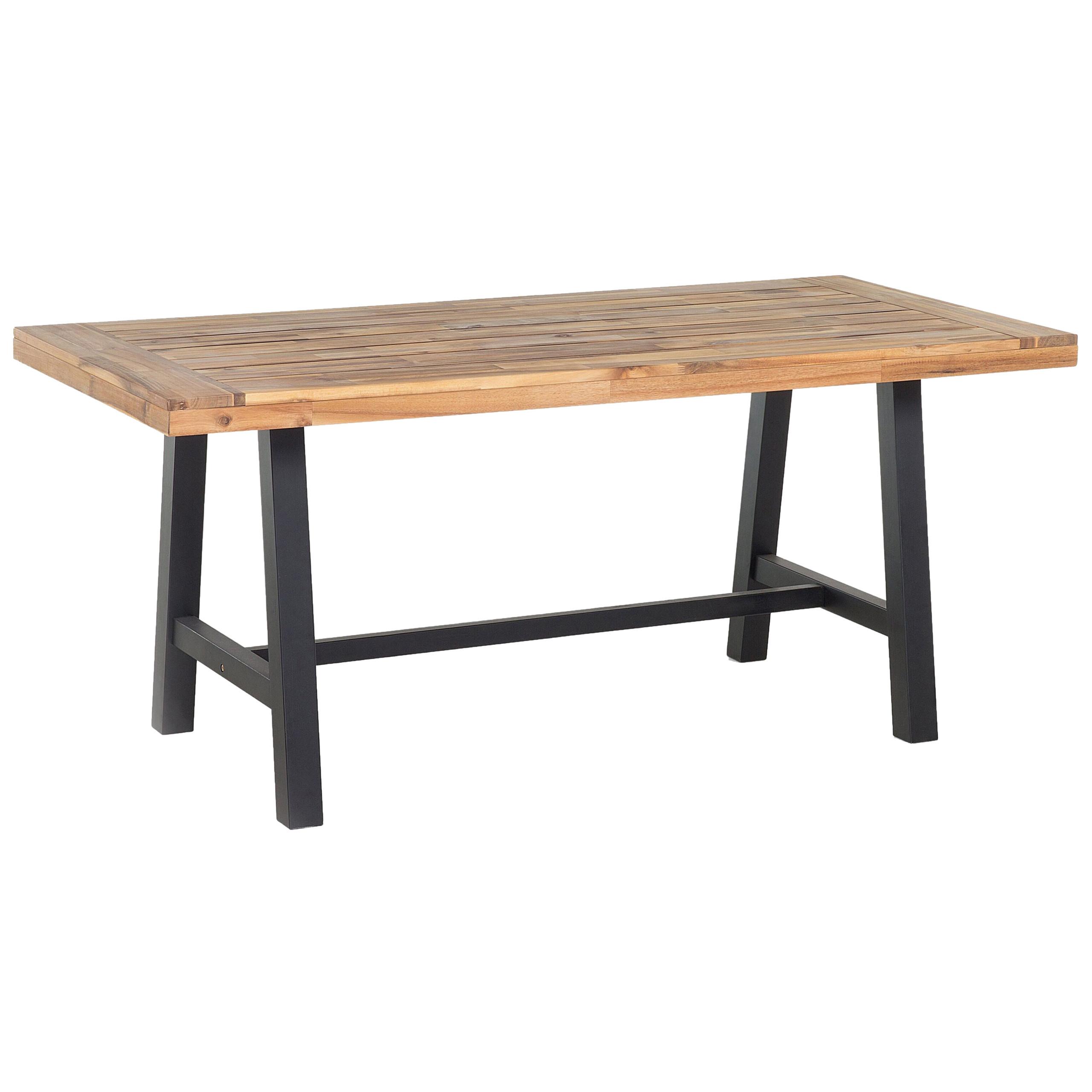 ESSTISCH Akazienholz schwarz/hellbraun Scania - Hellbraun/Schwarz, Holz (170/80/74cm) - Beliani