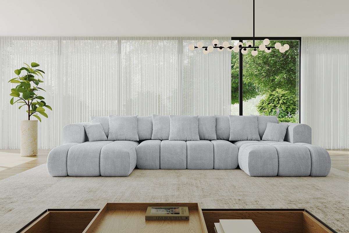 WOHNLANDSCHAFT CLOUD-U-v1 405x185x90 Grau Cord - Grau, Holzwerkstoff/Kunststoff (405/90/185cm) - ALTDECOR