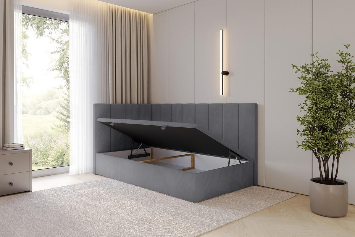 EINZELBETT Jugendbett mit Bettkasten Rechts, ohne Matratze - LOVY 90x200 Dunkelgrau - Dunkelgrau, Holzwerkstoff/Textil (90/200cm) - ALTDECOR