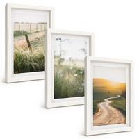 BILDER SET 3er Set - 20x30 cm Weißer Rahmen - Landschaftswiesenstraße West - Weiß, Kunststoff (20/30cm) - TULUP
