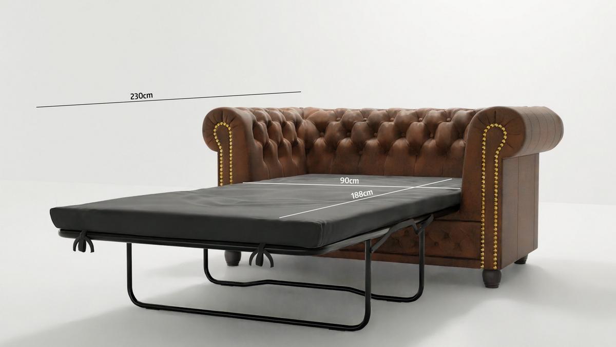 CHESTERFIELD-SOFA 2-sitzer mit Schlaffunktion Flux Braun Microfaser Vintageoptik - Braun, Holz/Textil (148/72/86cm) - S-Style Möbel
