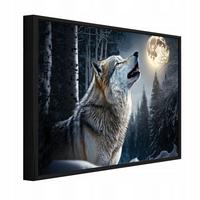 BILDER mit Rahmen Wolf Wald Schwarz 60x40 cm - Multicolor, Holzwerkstoff (60/40cm) - Wallarena