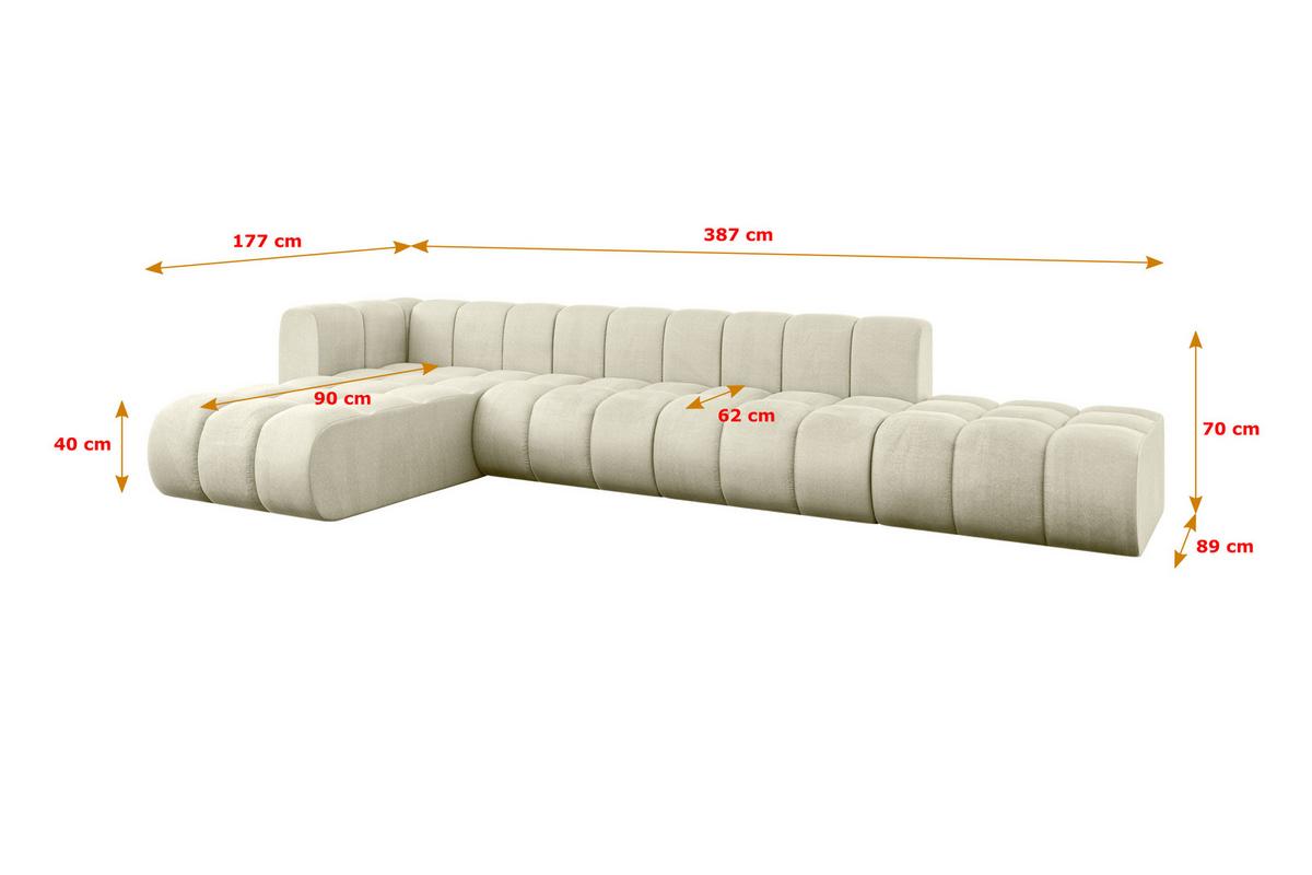 ECKSOFA modulares Sofa Zuvon-L2 - 387x177x70 cm Beige - Beige, Holzwerkstoff/Textil (387/177cm) - ALTDECOR