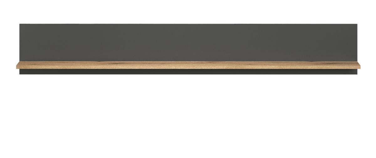 WANDBOARD grau, Evoke Eiche, Wandregal 167 x 25 cm - Eichefarben/Grau, Holzwerkstoff (167/25/18cm) - Top.Furn
