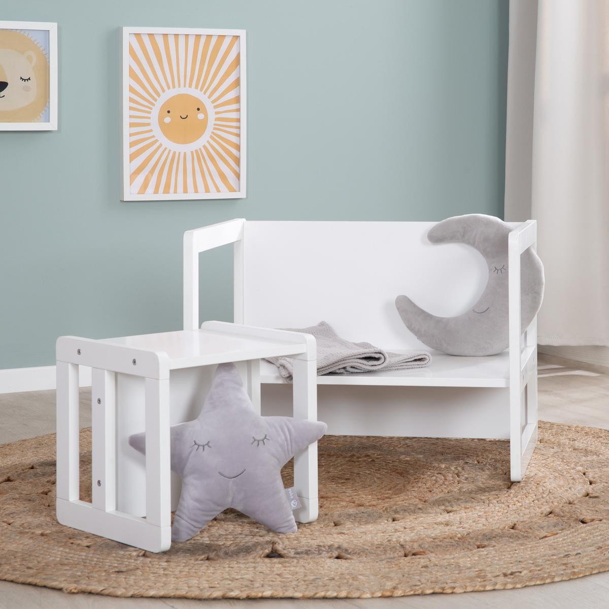 KINDERSITZGRUPPE 3in1 - Weiß, Holzwerkstoff (61/30/44cm) - Roba