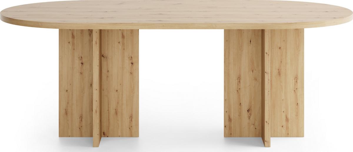 ESSTISCH Aster oval, 204/90/75 cm - Schwarz/Eiche Artisan, Holzwerkstoff (90/204/75cm) - WFL GROUP