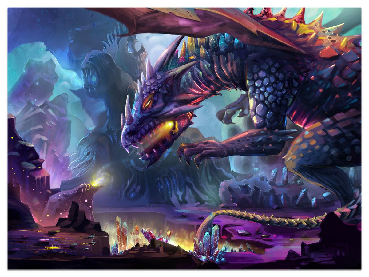 FOTOTAPETE für Jugendzimmer Fantastischer Drache Magische Welt Fantasy 350x256 - Türkis/Violett, Papier (350/256cm) - Muralo
