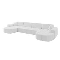WOHNLANDSCHAFT LIVO-U2 - 400x173x79,5 cm Weiß - Weiß, Holzwerkstoff/Textil (400/79/173cm) - ALTDECOR