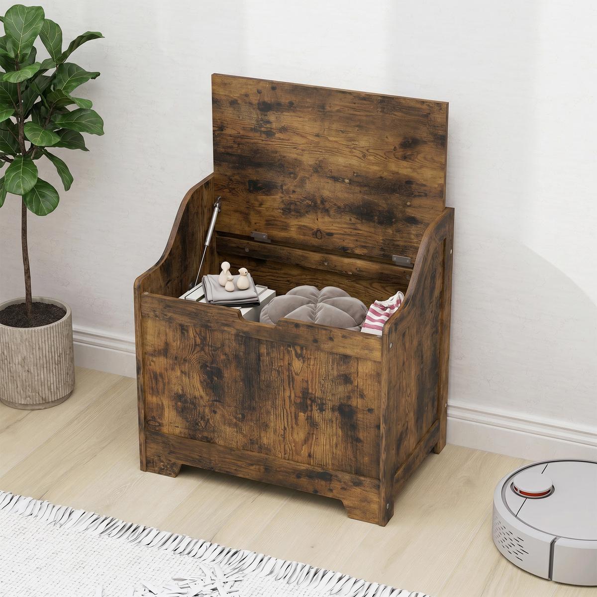 AUFBEWAHRUNGSTRUHE MDF Rustikal-Braun - Braun, Holzwerkstoff (38/56/56.5cm) - HOMCOM