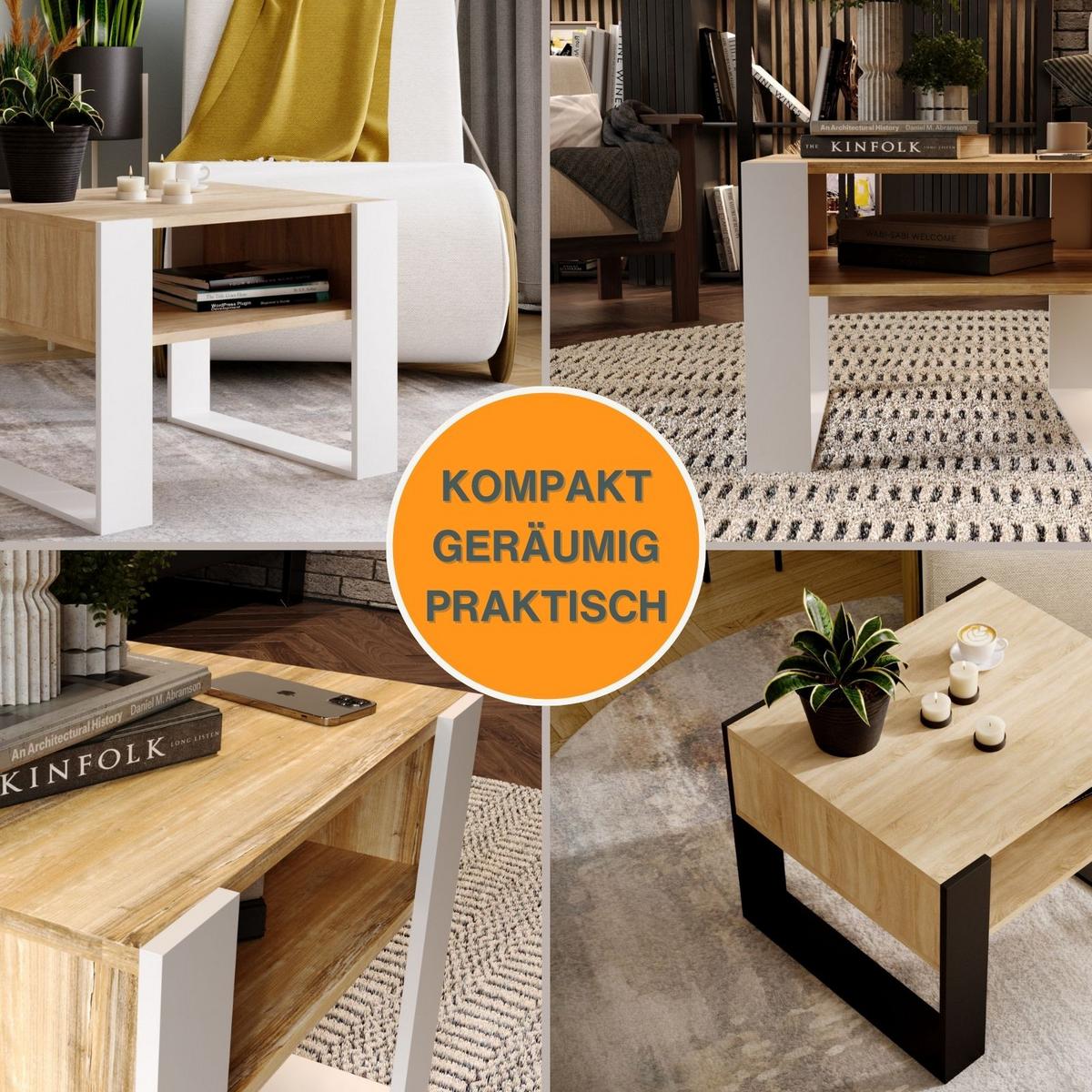 COUCHTISCH Karo65 65/45/53,6 - Eichefarben/Weiß, Holzwerkstoff (53.6/65/45cm) - RAUMHIRSCH FURNITURE
