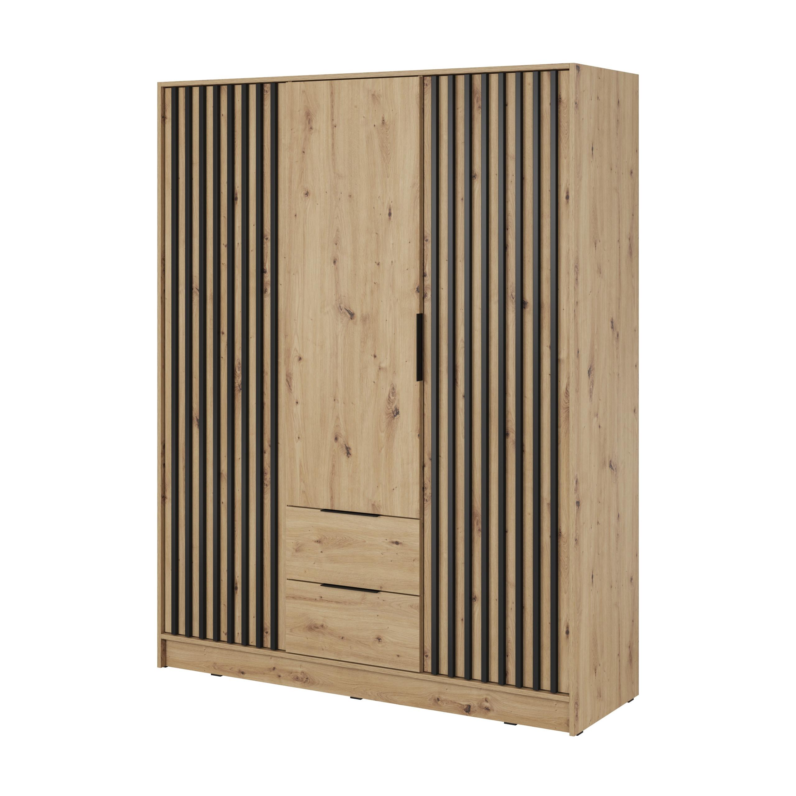 DREHTÜRENSCHRANK NELIANA 155/200/51 cm 3-türig Eiche Artisan - Eiche Artisan, Holzwerkstoff (155/200/51cm) - MASSENO