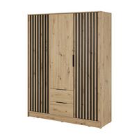 DREHTÜRENSCHRANK NELIANA 155/200/51 cm 3-türig Eiche Artisan - Eiche Artisan, Holzwerkstoff (155/200/51cm) - MASSENO