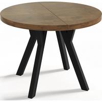 ESSTISCH Twixy runder ausziehbarer, Lefkas Eiche 100-150/100/76 cm - Alteiche/Schwarz, Holz/Holzwerkstoff (100/150/76cm) - WFL GROUP