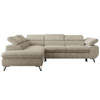 ECKSOFA PABLO L Beige Struktur - Links Seite mit T25 Topper - Beige/Schwarz, Textil/Metall (208/273cm) - MKS