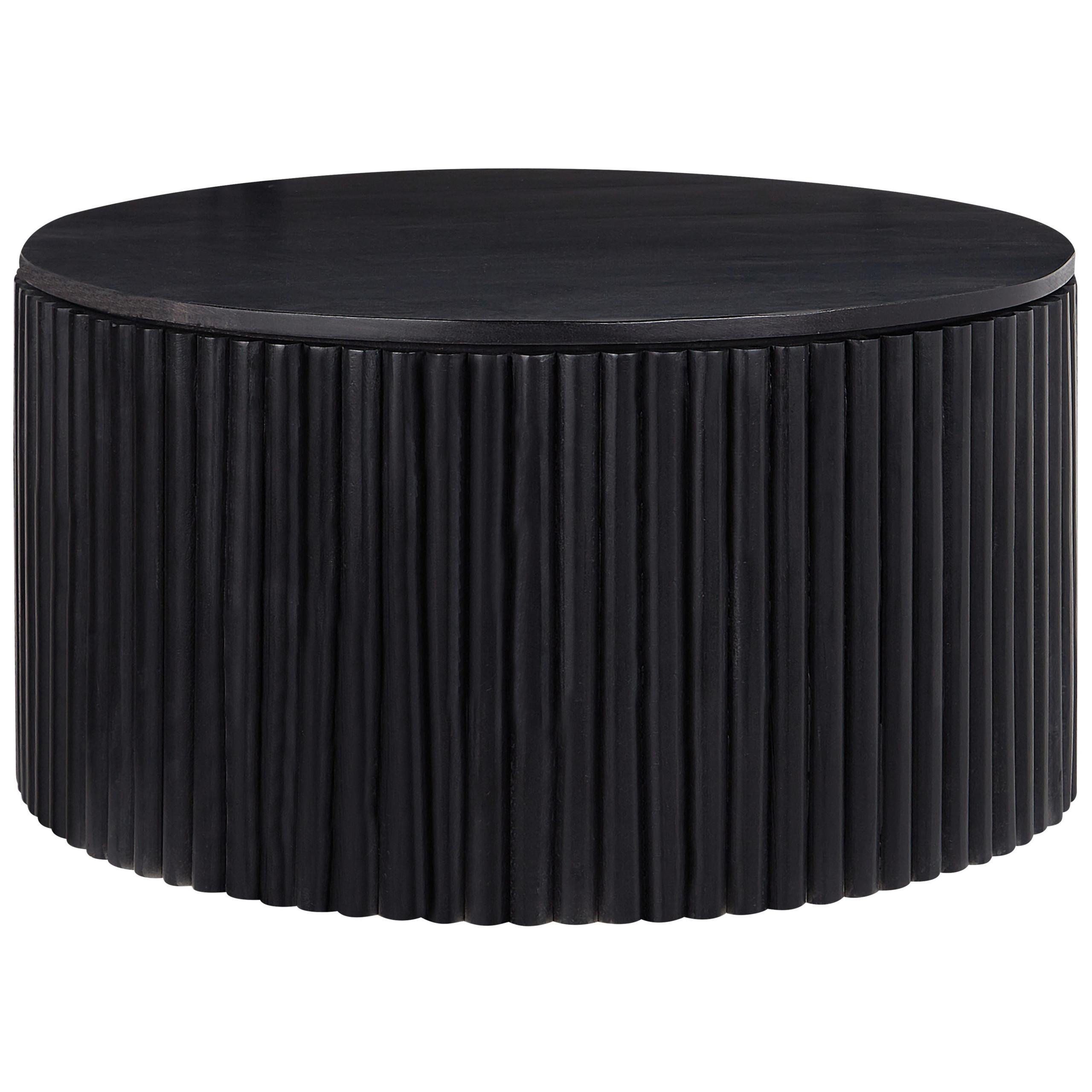 COUCHTISCH Mangoholz schwarz 70 cm mit Stauraum Kirkwood - Schwarz, Holz (70/70/37cm) - Beliani