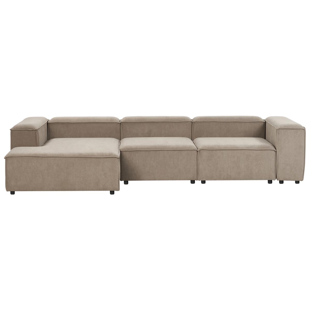 ECKSOFA Modul 4-Sitzer rechtsseitig Hellbraun Cord Ardal - Hellbraun/Schwarz, Textil (326/180cm) - Beliani