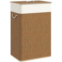 BAMBUS Wäschekorb mit Deckel 72 L Wäschesammler mit Seilgriffen Braun - Braun, Naturmaterialien (30/60/40cm) - HOMCOM