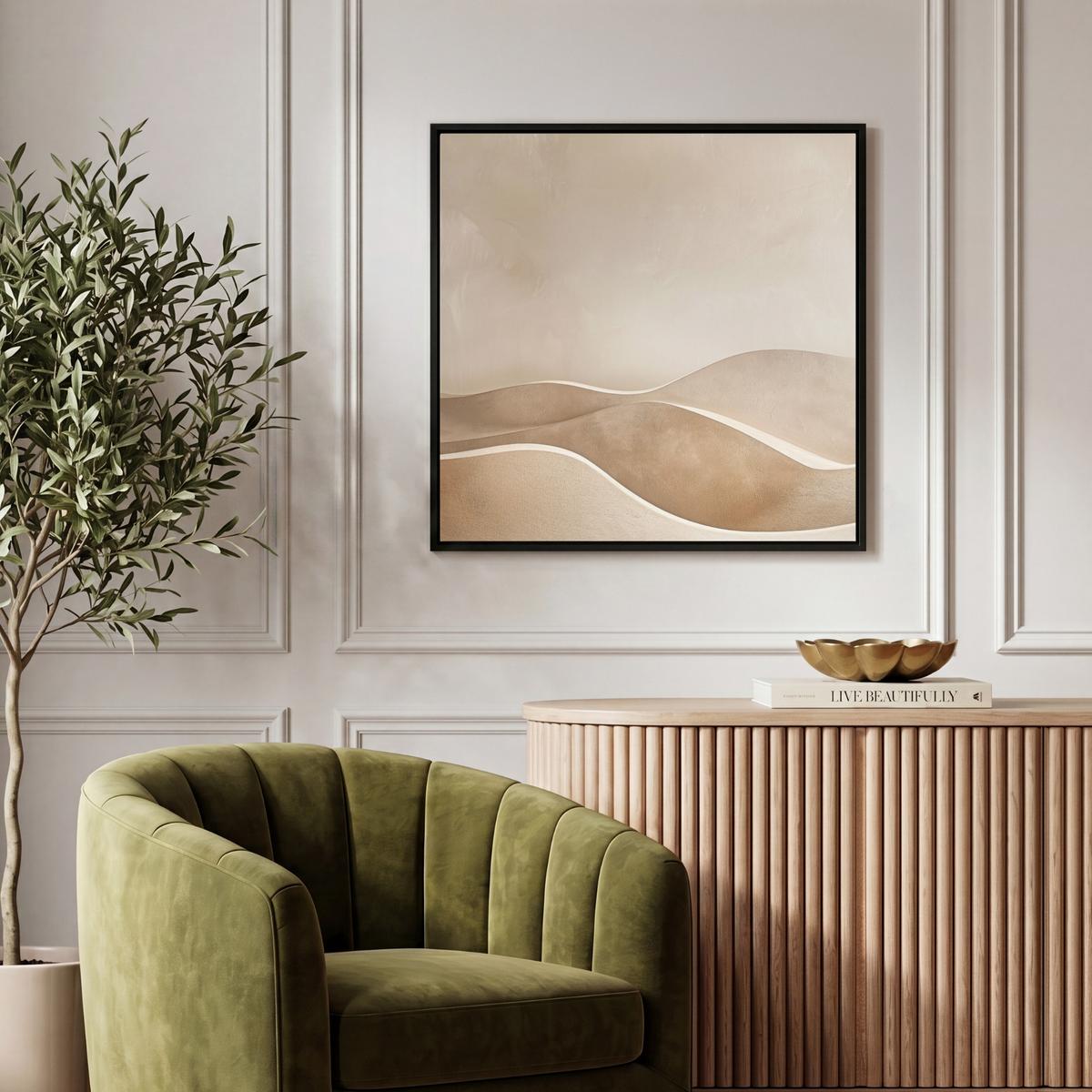 LEINWAND Bilder mit Rahmen - Beige - Natur - Abstrakt - Modern - 50x50 - Beige, Textil (50/50cm) - MuchoWow