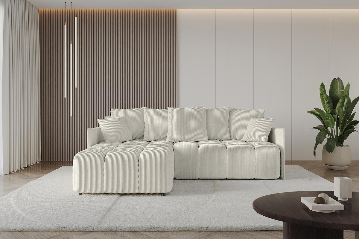 ECKSOFA Ottomane links LONLI-L 251x189x68 Creme Cord - Ecru/Creme, Holzwerkstoff/Kunststoff (251/189cm) - ALTDECOR