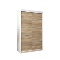 SCHWEBETÜRENSCHRANK 200/120/62 2-türig - Silberfarben/Weiß, Holz/Kunststoff (120/200/62cm) - MÖBEL KRYSPOL