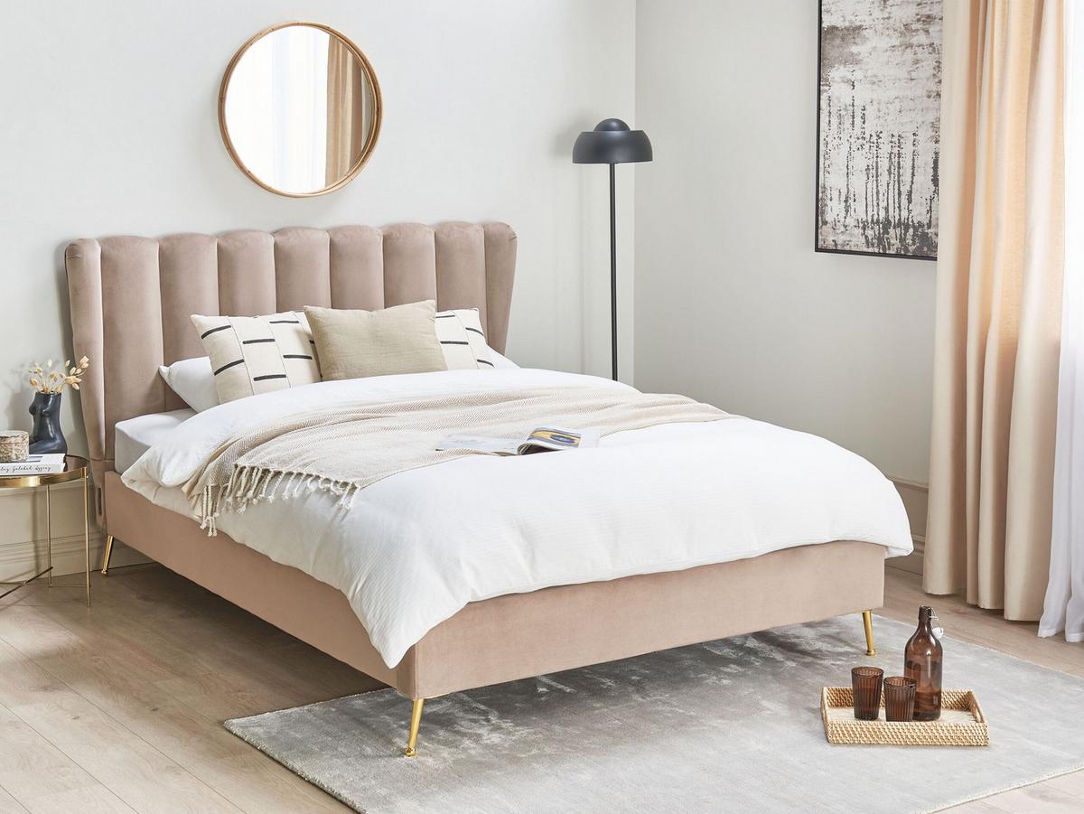 POLSTERBETT 140/200cm Taupe Miribel - Taupe, Textil (140/200cm) - Beliani
