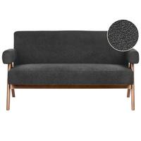 2-SITZER-SOFA Bouclé Schwarz/Dunkelbraun Tamre - Schwarz, Textil (148/79/78cm) - Beliani