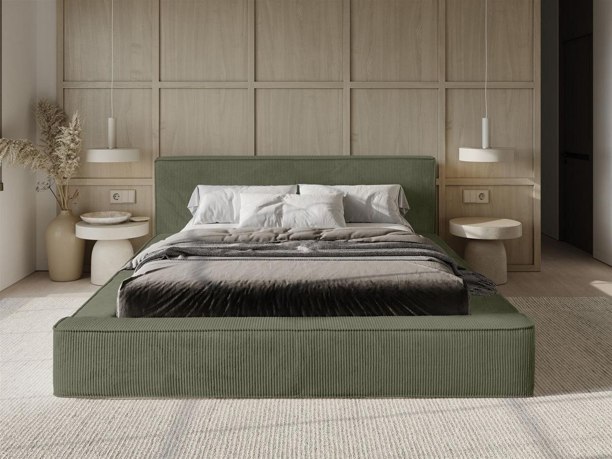 POLSTERBETT Modesto In Lincoln - Grün, Holzwerkstoff/Textil (180/200cm) - Fun Möbel