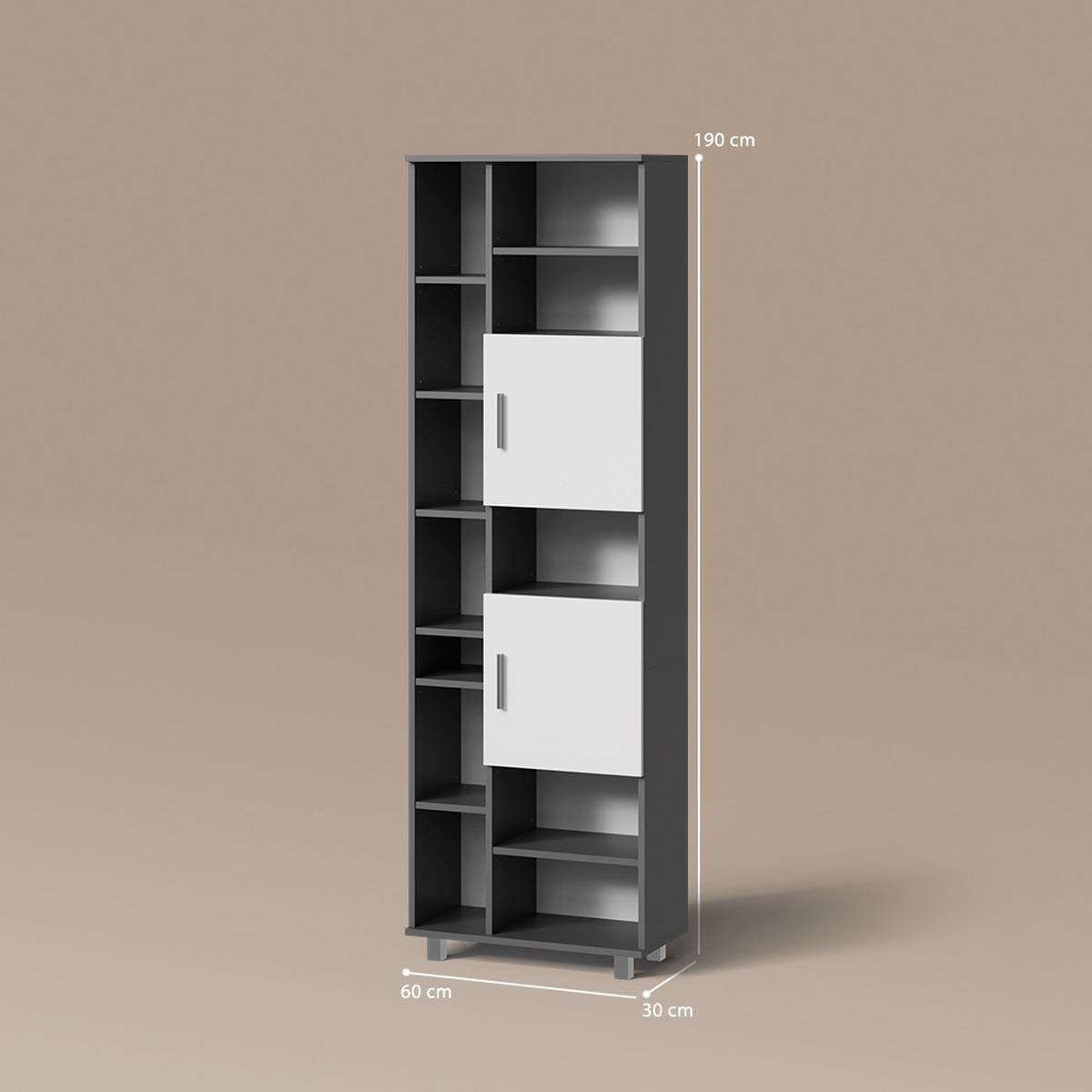 BADSCHRANK Eisak Anthrazit/Weiß 60 x 190 cm - Anthrazit/Weiß, Holzwerkstoff (60/190/30cm) - Livinity®