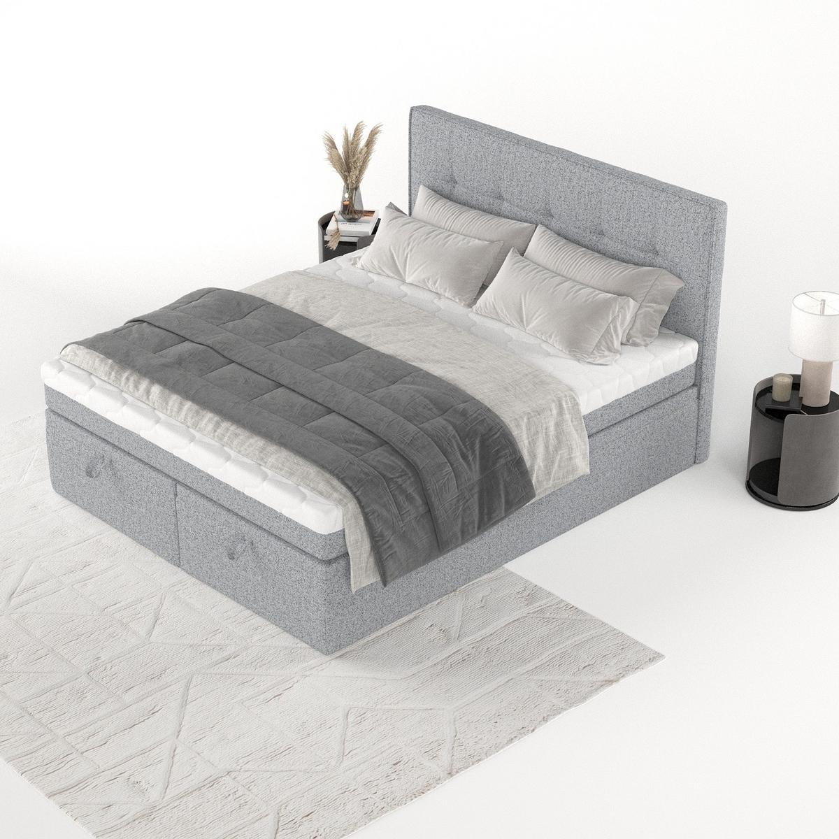 BOXBETT Arivo 200/200 cm Grau im Riva Stoff - Schwarz/Grau, Holz/Holzwerkstoff (200/200cm) - AltaBeds
