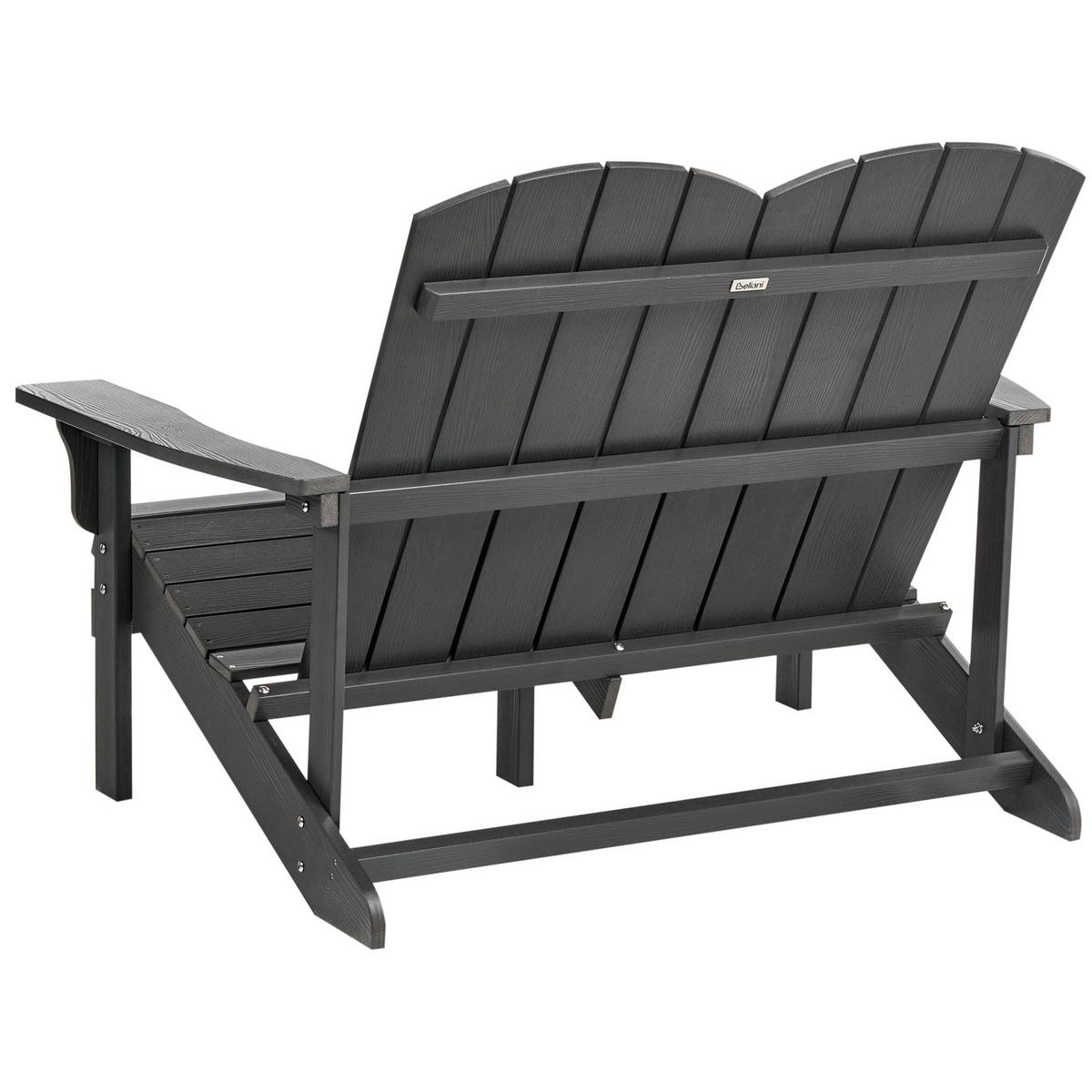 GARTENBANK 125 cm Dunkelgrau Adirondack - Dunkelgrau/Grau, Kunststoff (125/91/73cm) - Beliani