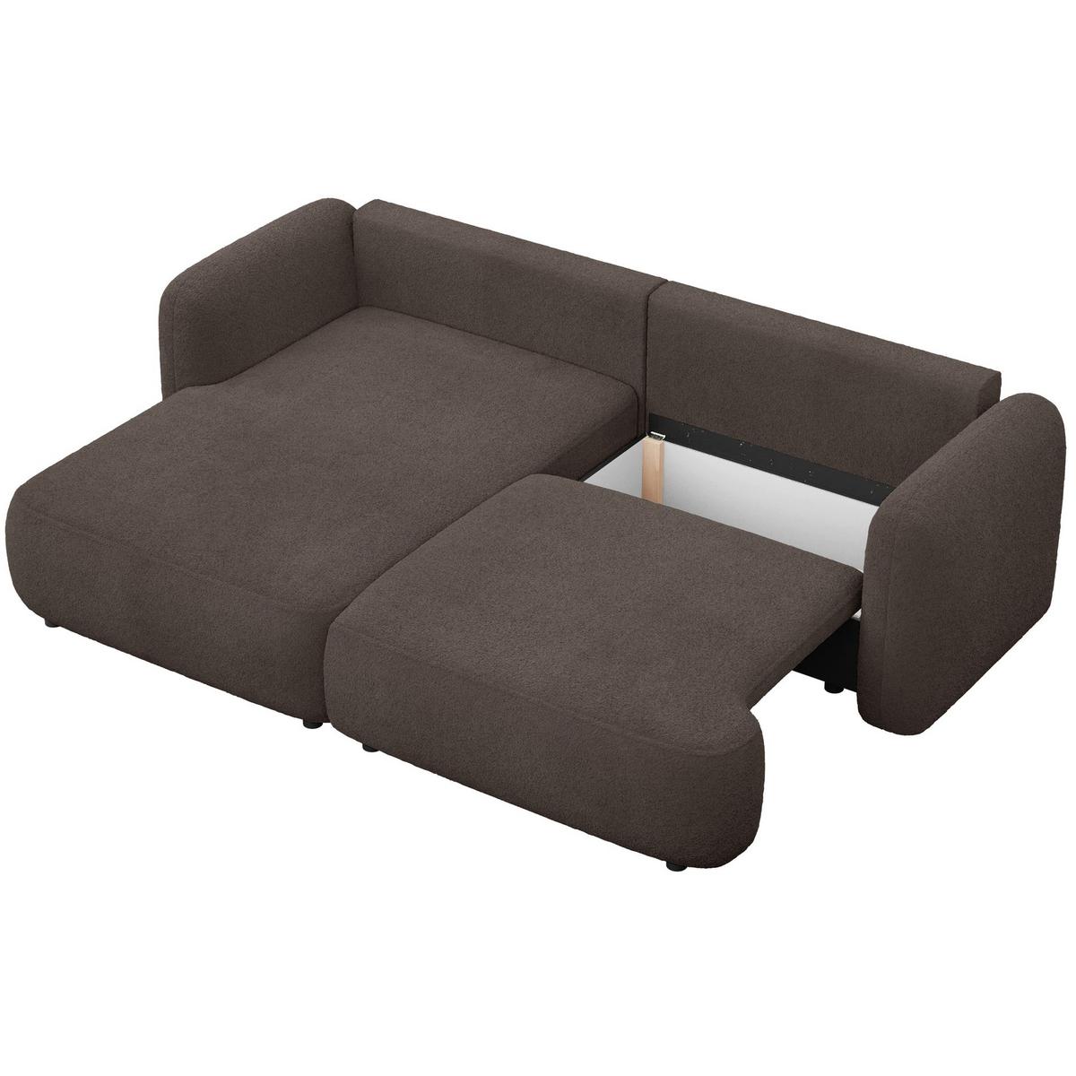 ECKSOFA Tvoya Braun Bouclé - Schwarz/Braun, Kunststoff/Textil (267/175cm) - Selsey